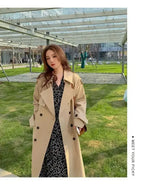 Streetwear Loose Trench Coat Midi Length Fashion Korean Elegant Khaki Black Women's Windbreaker Coat Casual Double Breasted Tops - Lootquake