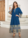 Eid Summer Print Dress for Muslim Women Ramadan Abaya Long Dress Morocco Kaftan Vestidos Largos Dubai Turkey Robe Jalabiya 2024 - Lootquake