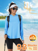 TACVASEN UPF 80+ Quick Dry Hooded T-Shirts Womens Summer Long Sleeve Sun UV Protection Tees Breathable Thumb Holes Pullover Tops - Lootquake