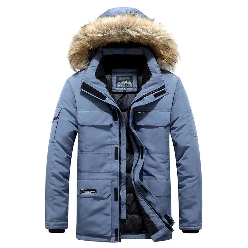New Men Parkas Coat Windbreaker Big Pockets Wholesale Winter Parkas Men Thicken Coat Fur Hooded Jacket Overcoat Keep Warm Male - Lootquake
