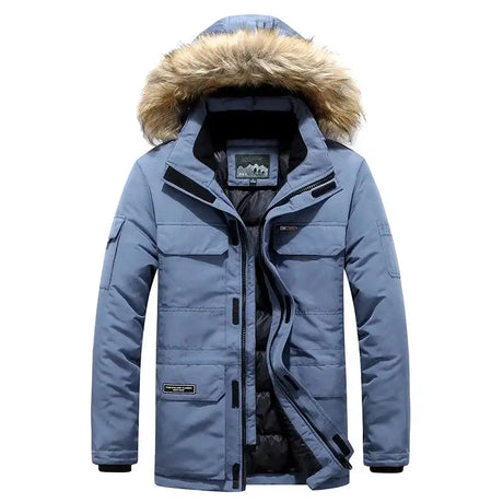 New Men Parkas Coat Windbreaker Big Pockets Wholesale Winter Parkas Men Thicken Coat Fur Hooded Jacket Overcoat Keep Warm Male - Lootquake