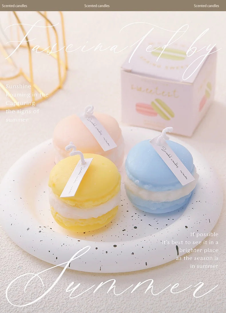 Velas de aromaterapia con diseño creativo de macarrones (2025), colección de fragancias para el hogar, adornos decorativos, regalos de Navidad y cumpleaños.