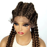 36" 27/613 Blonde Cornrow Braided Wig | Lace Frontal Box Braids | Synthetic Wig with Baby Hair for Black Women