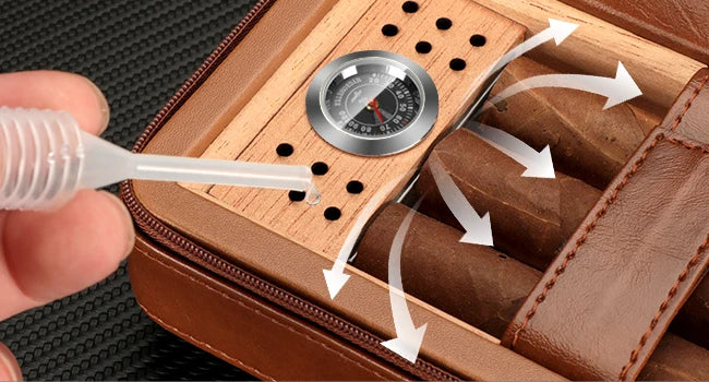 Cedar Wood Cigar Humidor Box with Humidifier and Hygrometer, Travel Cigar Case with Gift Box,Cigar Humidifier Box Holds 6 Cigars