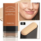 Base de maquillaje mate en barra, multiusos, borrador, cobertura total, resistente al agua, duradera, control de grasa, cobertura para el acné, con brocha.