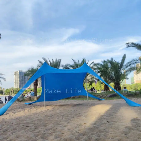 Blue Shade Family Beach Awning Ultralight Sunshade Tent for Sea Outdoor Portable Patio Shade Waterproof Camping Sun Shelter - Lootquake