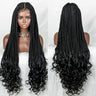 36" Blue Knotless Box Braids Lace Front Wig | Baby Hair | Crochet Braids | Black Women