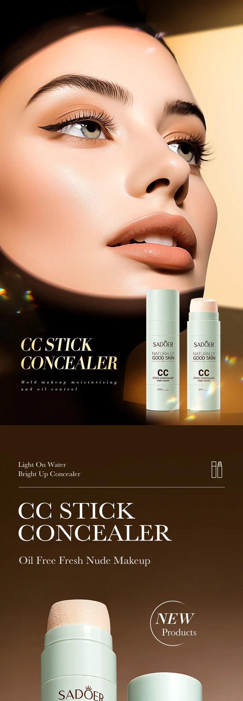 SADOER Conceler Krem BBCC Cream Moisturzing Mushroom Cushion Base de maquillaje líquida Natural a prueba de agua Base de maquillaje Twarzy