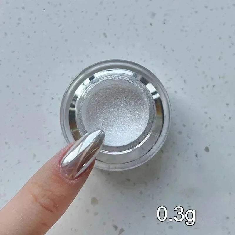 Moonlight Mirror Nail Powder Aurora Silver Glitter Metallic Effect UV Gel Polish for Manicure DIY Nail  Art Design Decoration