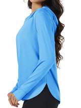 TACVASEN UPF 80+ Quick Dry Hooded T-Shirts Womens Summer Long Sleeve Sun UV Protection Tees Breathable Thumb Holes Pullover Tops - Lootquake