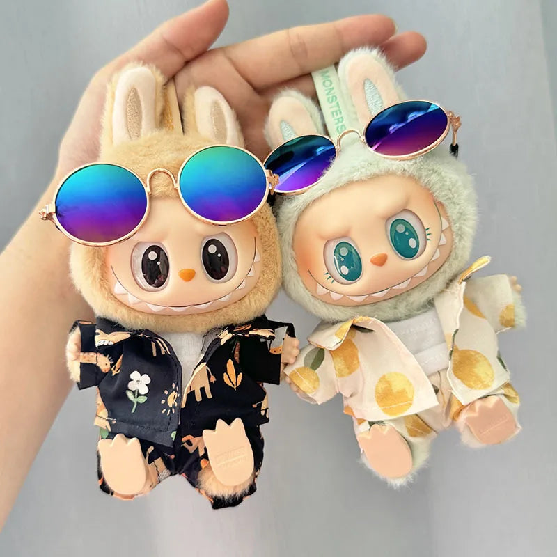 Labubu Doll Clothes Beach Resort Style Overalls Labubu Idol V1 V2 Dolls Clothing Accessories 15/17cm Plush Doll Universal