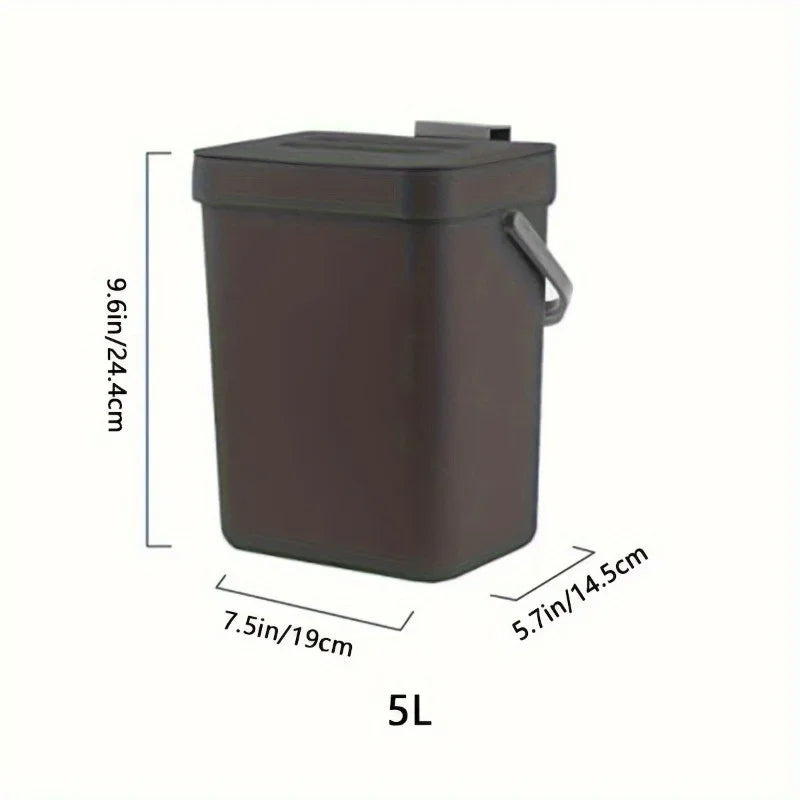Contenedor de residuos de comida para cocina, pequeño contenedor de compostaje de encimera con tapa, contenedor de restos de comida sin olor, cubo de basura de pared