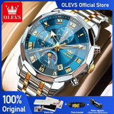 OLEVS 3675 Mens Watch Original Multifunctional Chronograph Quartz Watch Moon Phase Watches For Men Waterproof Mens Gifts Reloj - Lootquake