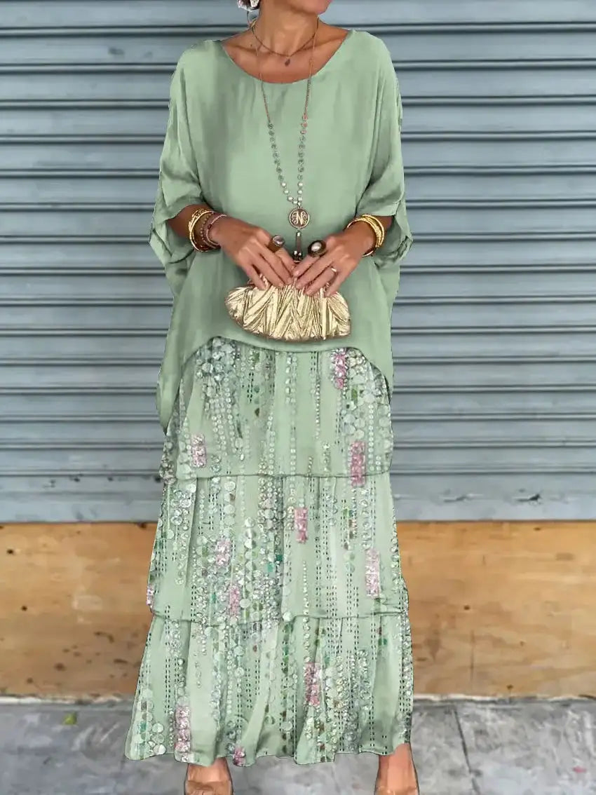 Vestido largo elegante para mujer, de moda, con cuello redondo y mangas murciélago, para primavera y verano, talla grande 4XL