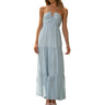 Women Low Cut Backless Maxi Dresses Elegant Spaghetti Strap Tiered Long Dress Relax Fit Open Back Cutout Flowy Sundress - Lootquake