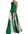 2024 Spring Summer New One Shoulder Dresses Women Splicing Print Off Shoulder Loose Long Dress Fashion Ladies Commuting Vestidos - Lootquake