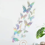 Lot de 12 autocollants muraux 3D en forme de papillon creux pour chambre à coucher, salon, décoration murale à faire soi-même, papier peint de mariage, décoration d'intérieur