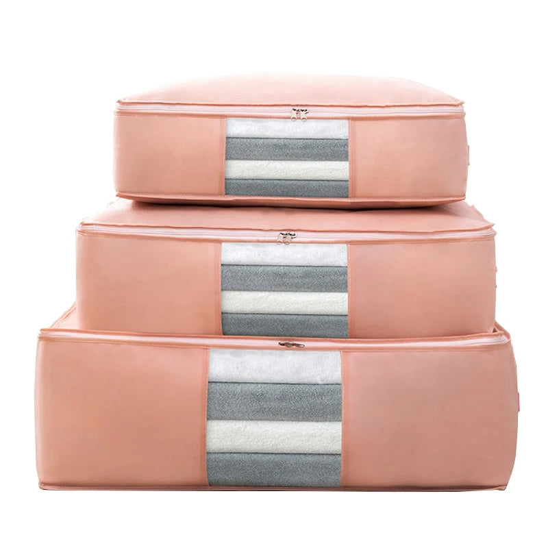 Foldable Storage Bag Non-Woven Clothing Organizer Wardrobe Closet Clothes Organizer Pillow Quilt Blanket Home Storage Bags