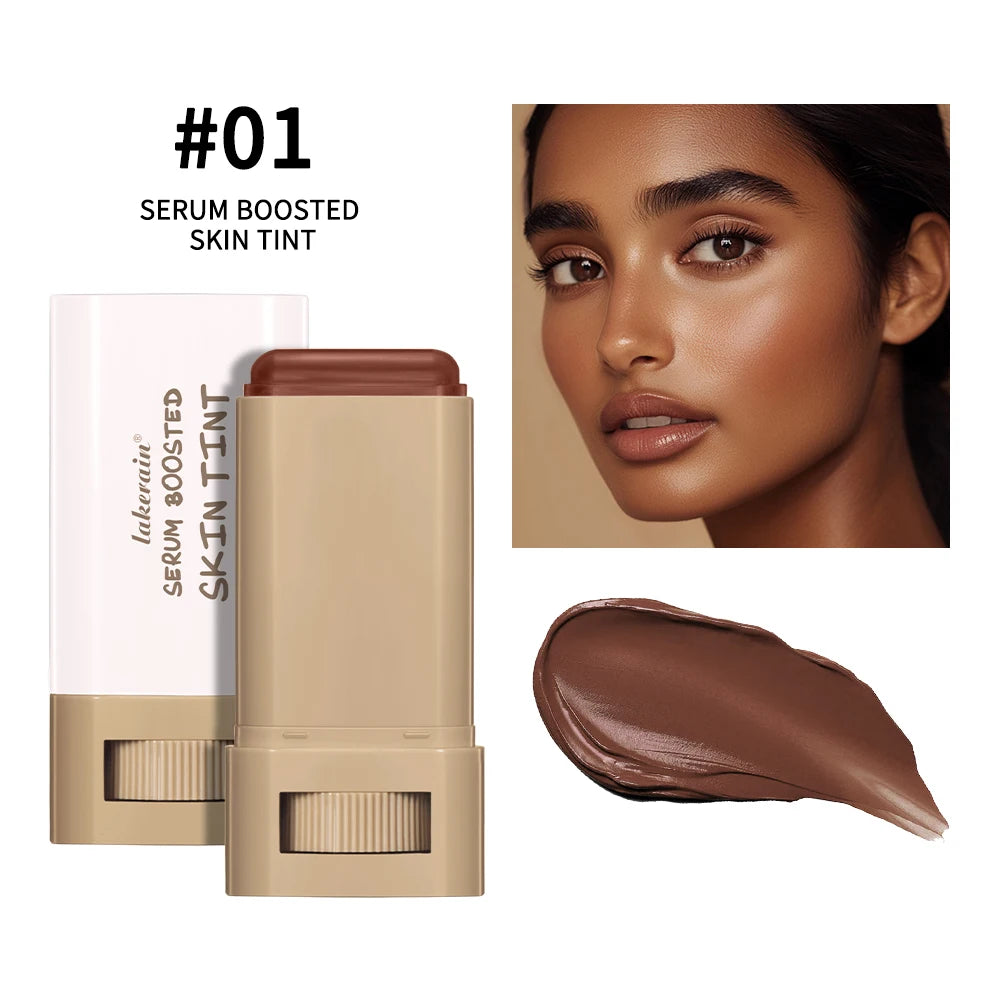 Foundation Tint Stick Balm Serum Boosted Skin Tint Plumper Foundation Stick Smooth Plumper Travel 6 Colors with Fingertips Makeu