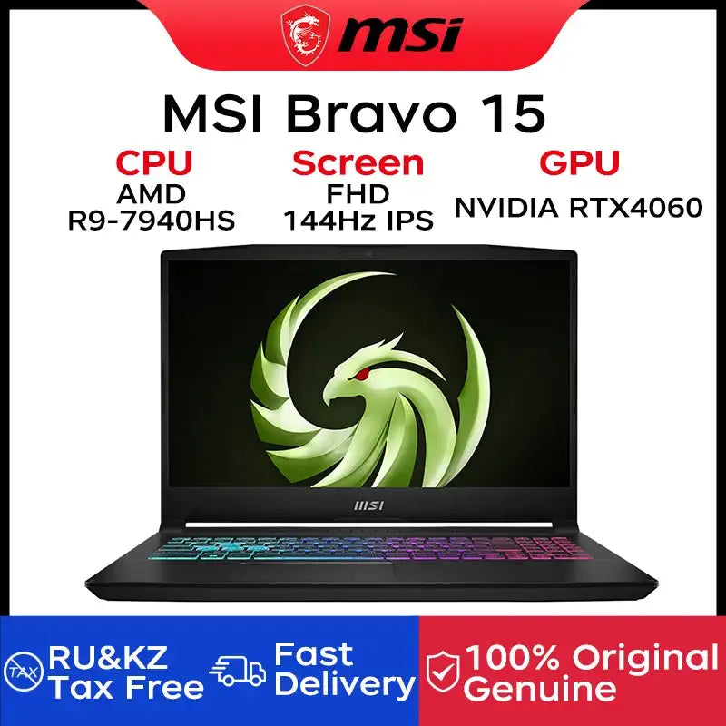 2024 MSI Bravo 15 Gaming Laptop 15.6 Inch FHD 144Hz IPS Screen Notebook AMD Ryzen 9 7940HS 16GB 1TB RTX4060 Gaming Computer PC - Lootquake