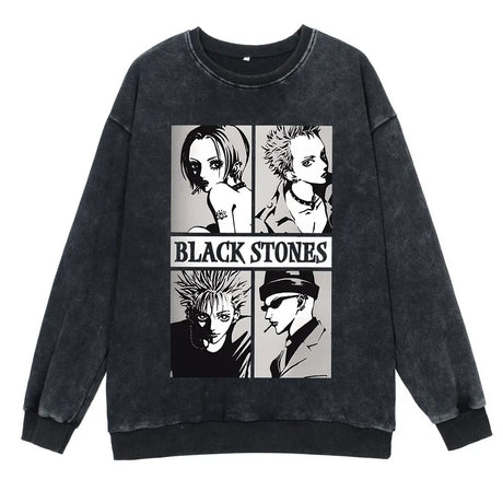 Anime Nana Osaki Round Neck Washed Pullover Casual 100% Cotton Men Women Hip Hop Harajuku Streetwear Vintage Sweatshirt - Lootquake