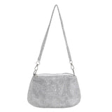 Bling Rhinestone Evening Clutch Bag | Women's Korean Designer Diamond Chain Dinner Party Handbag (Lady Square Tote Shoulder Bag)