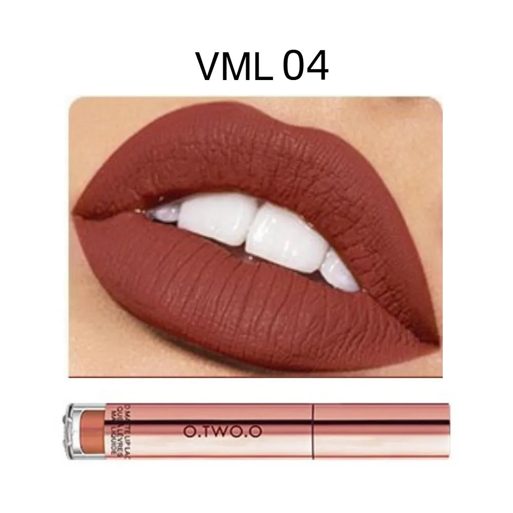O.TWO.O 12 colores Lápiz labial mate aterciopelado de alta calidad Maquillaje de labios de larga duración Resistente al agua Fácil de usar Brillo labial líquido mate