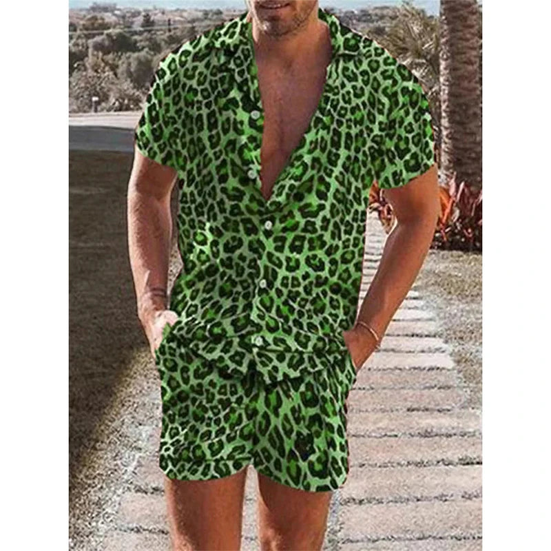 Leopard Print Shirt For Men Short Sleeve Male T-shirt Tops Summer Casual All-match Hawaiian Beach Shirts Mens Plus Size Tees - Lootquake
