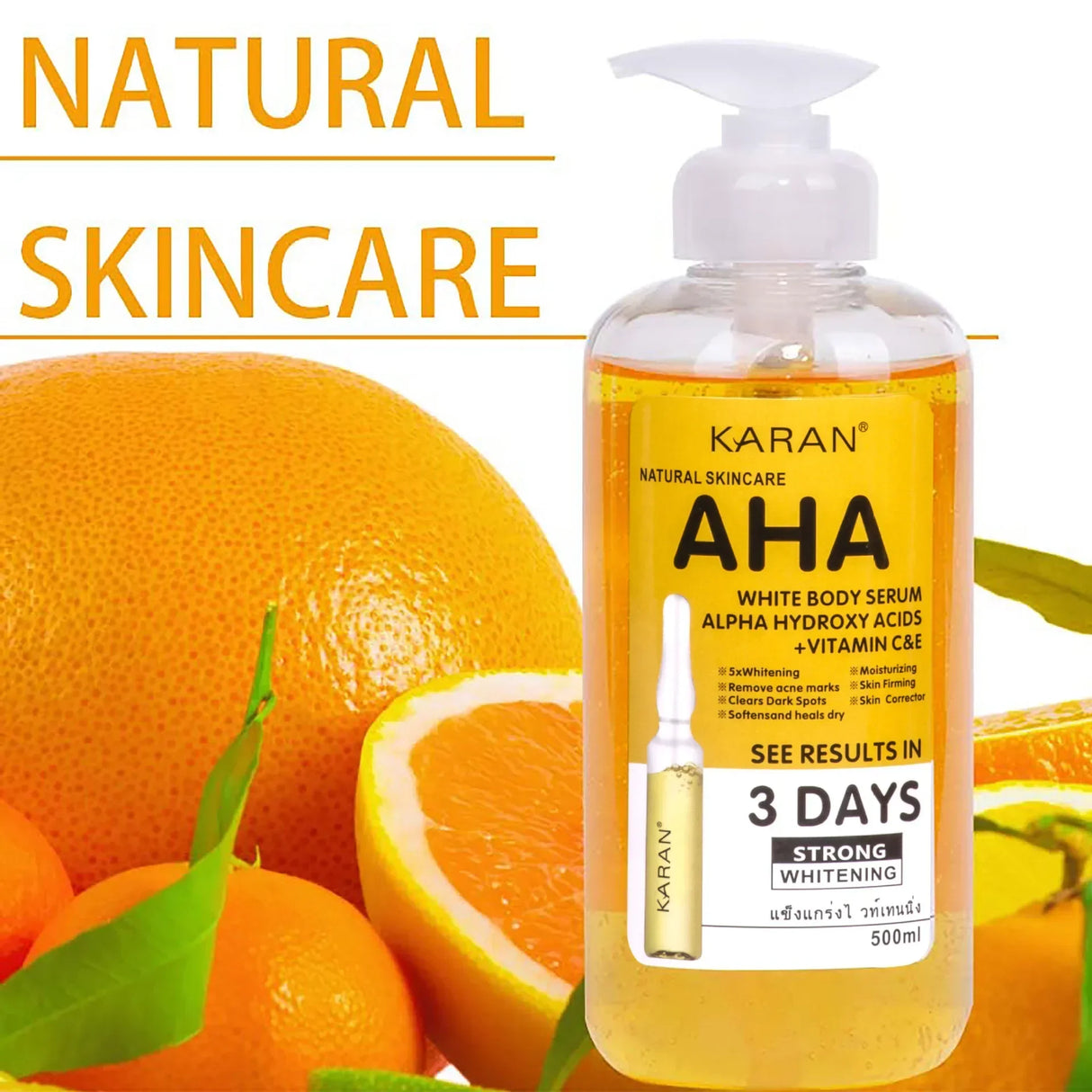 Suero facial con vitamina C y vitamina E de 500 ml, esencia corporal iluminadora, reparadora y antiedad con ácidos frutales VC, esencia de alfahidroxiácidos (AHA)