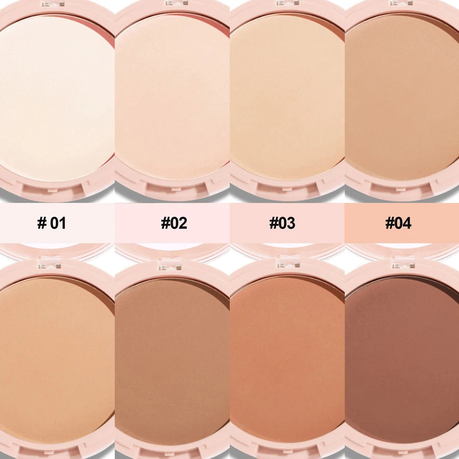 8 Color Matte Face Pressed Powder 24 Hours Oil Control Natural Setting Powder Foundation Full Coverage Waterproof Lasting Makeup