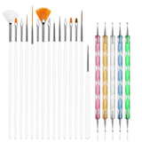 YIKOOLIN 20pcs Nail Art Brush Set UV Gel Polish Pen Acrylic Nail Design Kit DIY Painting Tools for Nail Artistry