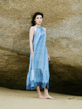 DUSHU Sleeveless Women Long Dress Holiday Style 2024 Summer Strappy Mid-Calf Dress Sashes Decoration Female Dresses 24DS82821 - Lootquake