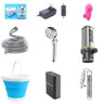 Ducha eléctrica portátil para camping, ideal para viajes, con bomba de agua de 85 W, cabezal de ducha ajustable de 3 velocidades y barra de agua caliente de 2500 W.