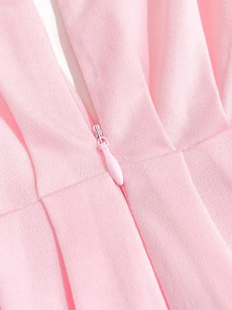 Solid Patchwork Appliques Dresses For Women Half High Collar Flare Sleeve High Waist Elegant Long Dress Female Fashion New - Lootquake