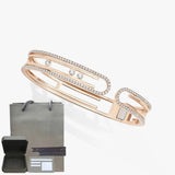 Pulsera de mujer en plata de ley S925, serie clásica MOVE/TWIN, pulsera de diamantes franceses, regalo navideño, joyería de alta calidad.