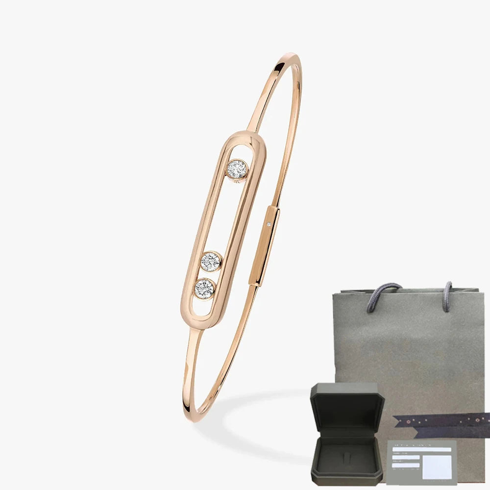Pulsera de mujer en plata de ley S925, serie clásica MOVE/TWIN, pulsera de diamantes franceses, regalo navideño, joyería de alta calidad.