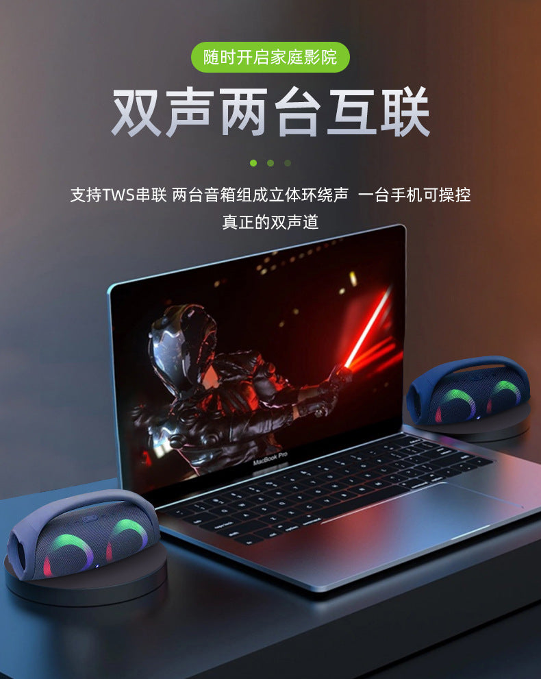 High power bluetooth speaker portable RGB colorful light waterproof wireless subwoofer 360 stereo surround TWS FM boombox