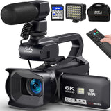Videocámara profesional KOMERY para YouTube, 6K HD, 64 MP, pantalla táctil de 4", videocámara digital para vlogs y fotografía.