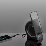 Altavoz Bluetooth inalámbrico 3 en 1, altavoz portátil de moda para exteriores con pantalla LED, despertador y cargador rápido.