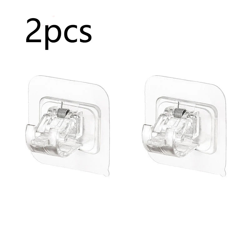 2/4 piezas de abrazaderas autoadhesivas ajustables para barra de cortina, soporte de pared para barra de cortina, sin clavos, para colgar en la pared