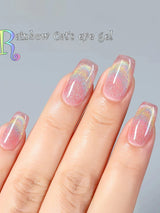 1pcs PSK 2025 Flash Versatile Rainbow Cat Eye Gel Nail Polish Popular Universal Rainbow Laser Crystal Cat Eye Nail Art Nail