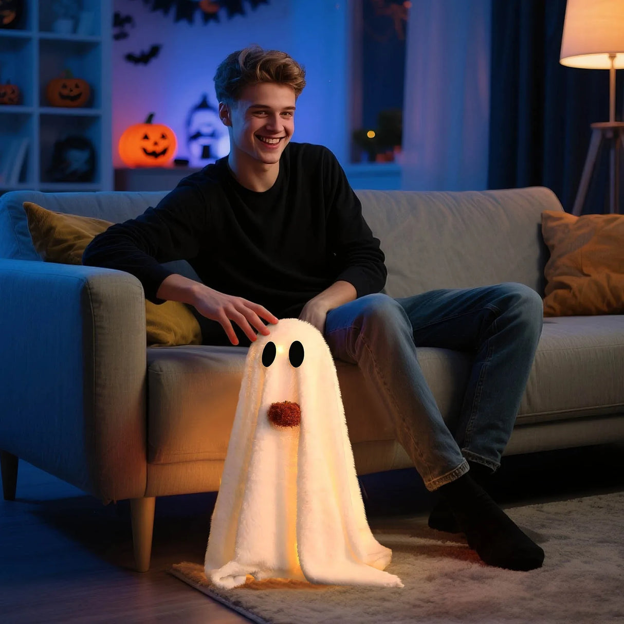 Halloween Glowing Ghost Decoration Spooky Halloween Ghost Tabletop Decorations Spooky Ghosts with Pumpkin for Holiday 2025