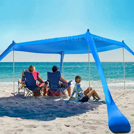 Blue Shade Family Beach Awning Ultralight Sunshade Tent for Sea Outdoor Portable Patio Shade Waterproof Camping Sun Shelter - Lootquake