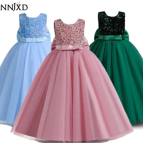 Teens Girls Bridesmaid Dresses For Wedding 5-14 Yrs Kids Sequin Birthday Party Long Dress Girls Evening Formal Pageant Vestidos - Lootquake