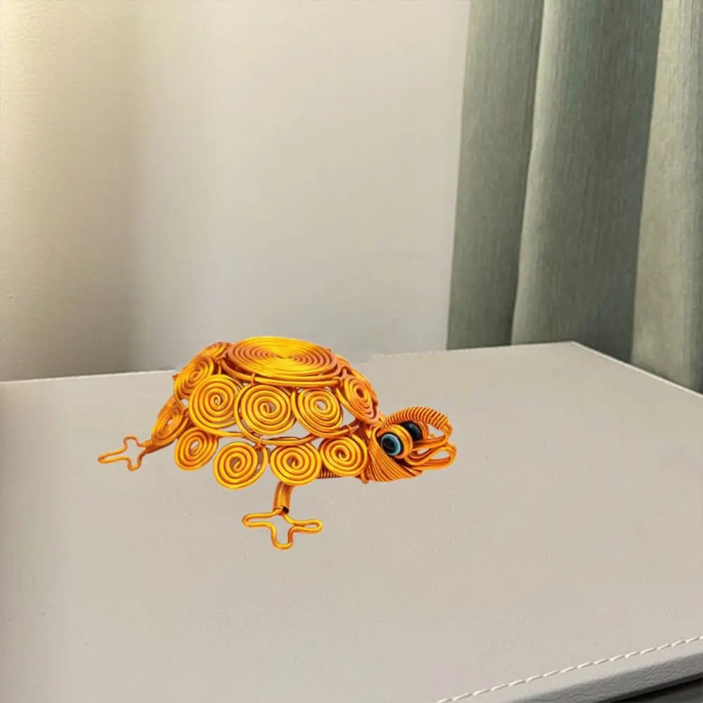 Sculpture Handmade Turtle Statue Woven Collectible Aluminum Wire Tortoise Figurine Crafts Cartoon Turtle Retro Ornaments