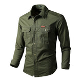 Mens Katoen Militaire Shirts Mannen Lange Mouwen Casual Dress Shirt Mannelijke Cargo Werk Shirts Heren Werken Shirts - Lootquake