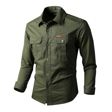 Mens Katoen Militaire Shirts Mannen Lange Mouwen Casual Dress Shirt Mannelijke Cargo Werk Shirts Heren Werken Shirts - Lootquake