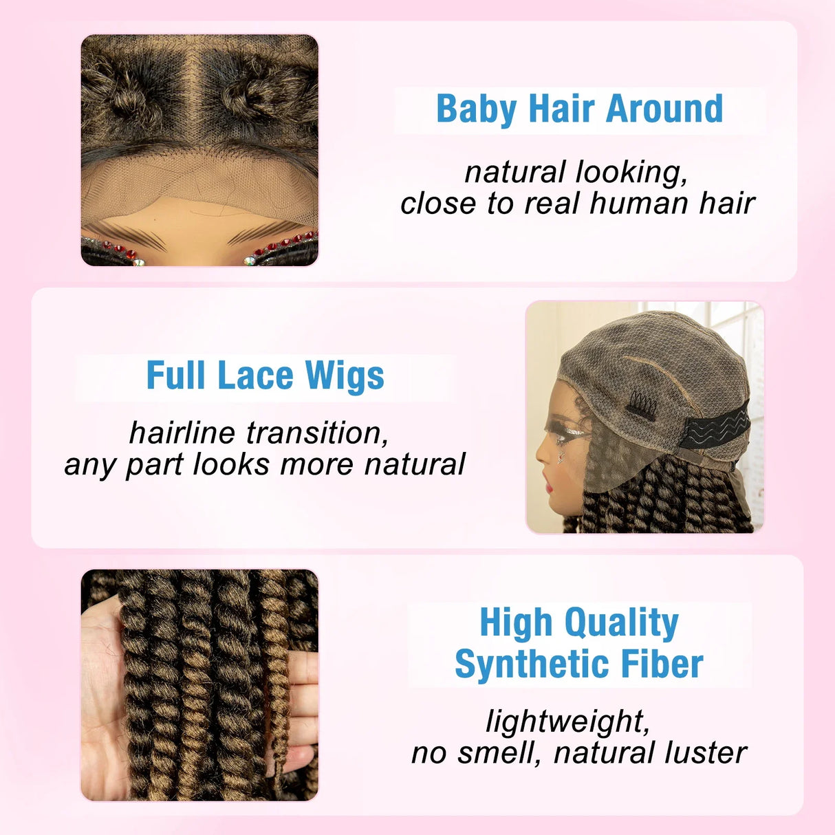 16 Inch Brown Twisted Braided Bob Wig | Full Lace | Kanekalon Fiber | For Black Women