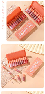 Pearlescent Liquid Lipstick Set 10pcs Waterproof Long Wearing Lip Gloss Shiny Moisturizing Non Fade Mini Lip Glaze makeup