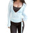 Ladies Yoga Workout Blouses Tees Women Cross Wrap Tie Crop Tops Fashion Long Sleeve Deep V Neck Solid Color Slim Fit T-Shirts - Lootquake